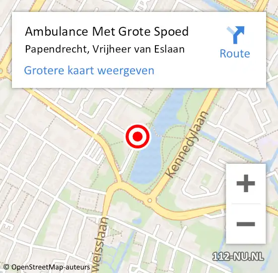 Locatie op kaart van de 112 melding: Ambulance Met Grote Spoed Naar Papendrecht, Vrijheer van Eslaan op 8 april 2024 21:13