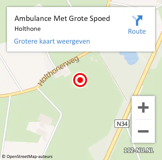 Locatie op kaart van de 112 melding: Ambulance Met Grote Spoed Naar Holthone op 8 april 2024 21:14