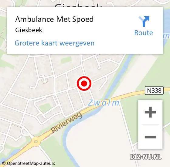Locatie op kaart van de 112 melding: Ambulance Met Spoed Naar Giesbeek op 8 april 2024 21:16