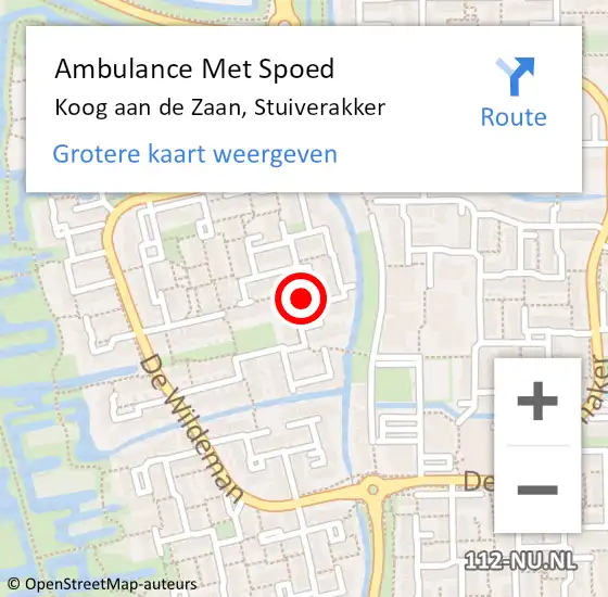Locatie op kaart van de 112 melding: Ambulance Met Spoed Naar Koog aan de Zaan, Stuiverakker op 8 april 2024 21:35