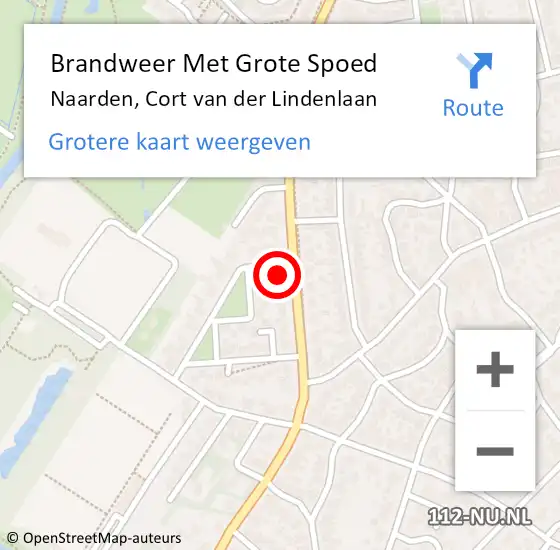 Locatie op kaart van de 112 melding: Brandweer Met Grote Spoed Naar Naarden, Cort van der Lindenlaan op 8 april 2024 22:15