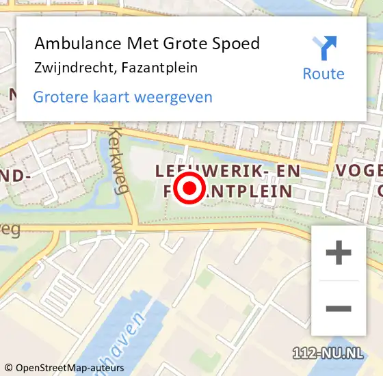 Locatie op kaart van de 112 melding: Ambulance Met Grote Spoed Naar Zwijndrecht, Fazantplein op 8 april 2024 22:49