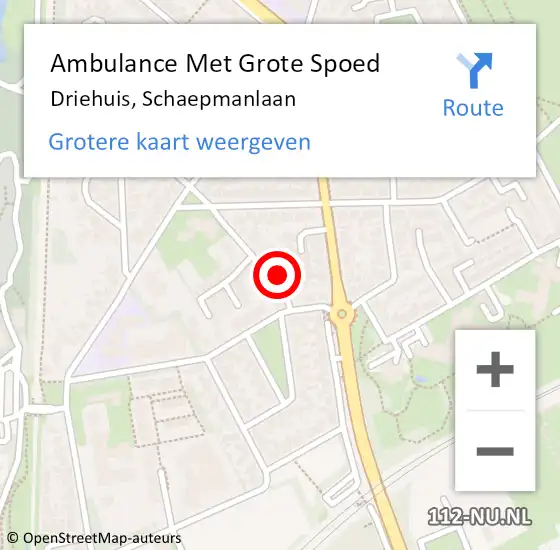 Locatie op kaart van de 112 melding: Ambulance Met Grote Spoed Naar Driehuis, Schaepmanlaan op 8 april 2024 22:54