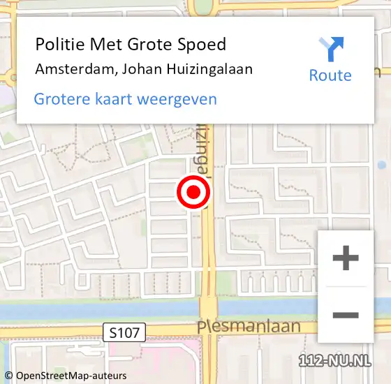 Locatie op kaart van de 112 melding: Politie Met Grote Spoed Naar Amsterdam, Johan Huizingalaan op 8 april 2024 23:46