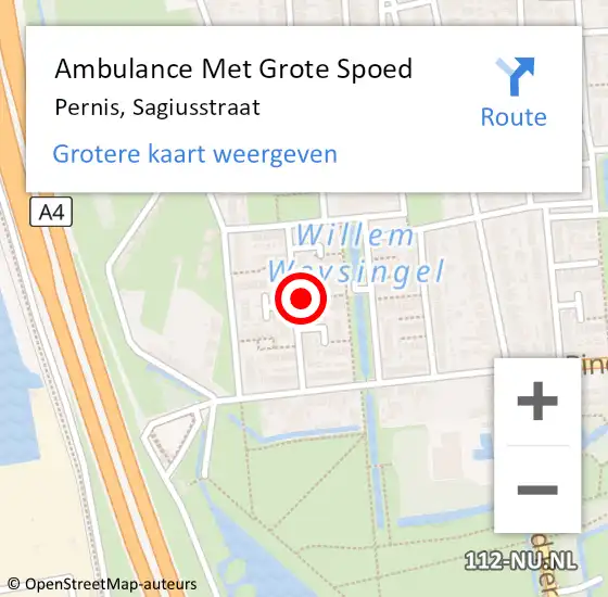 Locatie op kaart van de 112 melding: Ambulance Met Grote Spoed Naar Pernis, Sagiusstraat op 9 april 2024 00:01