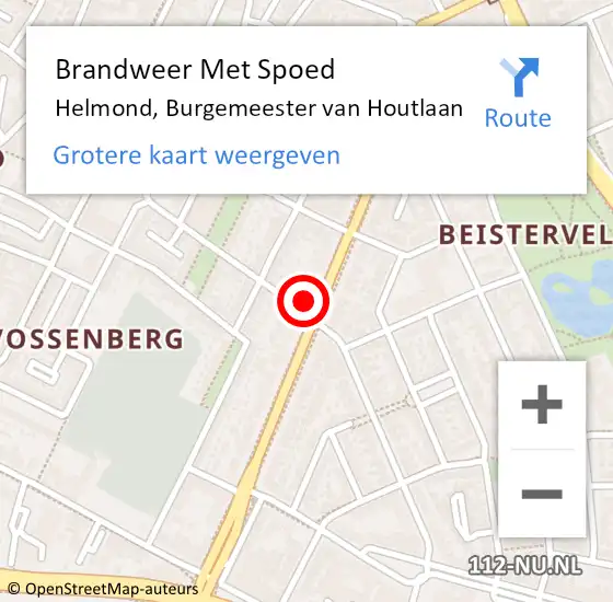 Locatie op kaart van de 112 melding: Brandweer Met Spoed Naar Helmond, Burgemeester van Houtlaan op 9 april 2024 00:21