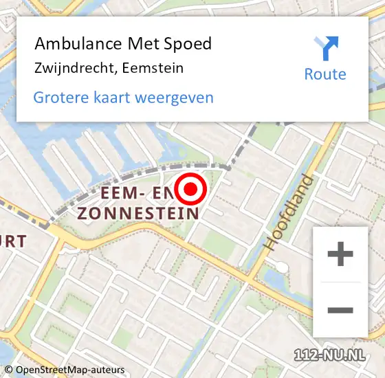 Locatie op kaart van de 112 melding: Ambulance Met Spoed Naar Zwijndrecht, Eemstein op 9 april 2024 00:27