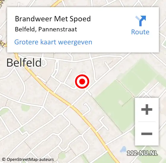 Locatie op kaart van de 112 melding: Brandweer Met Spoed Naar Belfeld, Pannenstraat op 9 april 2024 00:33