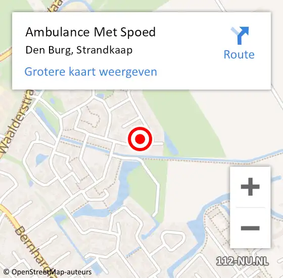 Locatie op kaart van de 112 melding: Ambulance Met Spoed Naar Den Burg, Strandkaap op 1 oktober 2014 20:08