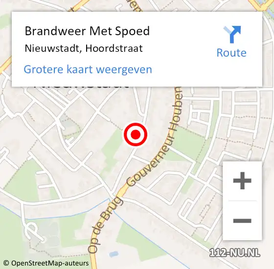 Locatie op kaart van de 112 melding: Brandweer Met Spoed Naar Nieuwstadt, Hoordstraat op 9 april 2024 01:58
