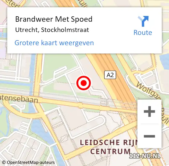 Locatie op kaart van de 112 melding: Brandweer Met Spoed Naar Utrecht, Stockholmstraat op 9 april 2024 02:07