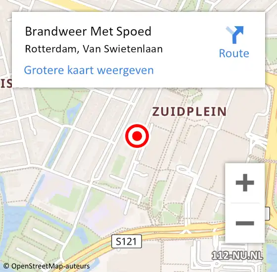 Locatie op kaart van de 112 melding: Brandweer Met Spoed Naar Rotterdam, Van Swietenlaan op 9 april 2024 02:07