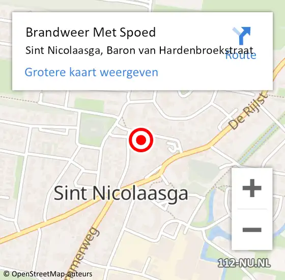 Locatie op kaart van de 112 melding: Brandweer Met Spoed Naar Sint Nicolaasga, Baron van Hardenbroekstraat op 9 april 2024 02:58