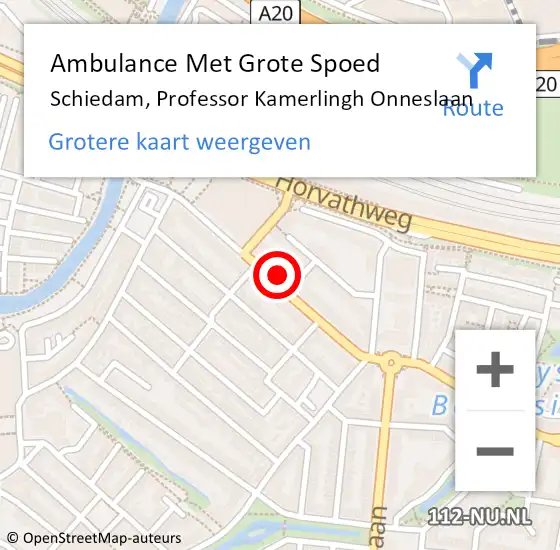 Locatie op kaart van de 112 melding: Ambulance Met Grote Spoed Naar Schiedam, Professor Kamerlingh Onneslaan op 9 april 2024 03:24