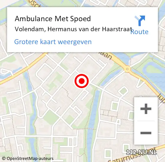 Locatie op kaart van de 112 melding: Ambulance Met Spoed Naar Volendam, Hermanus van der Haarstraat op 9 april 2024 06:05