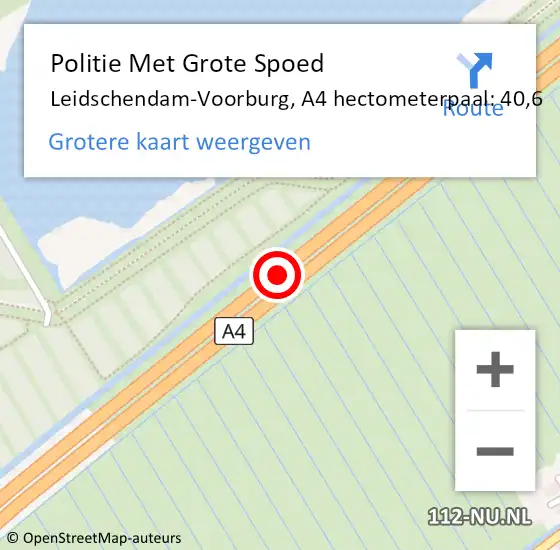 Locatie op kaart van de 112 melding: Politie Met Grote Spoed Naar Leidschendam-Voorburg, A4 hectometerpaal: 40,6 op 9 april 2024 07:28