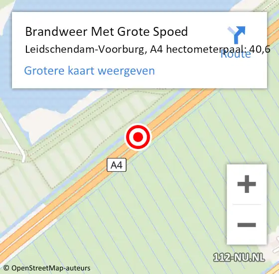 Locatie op kaart van de 112 melding: Brandweer Met Grote Spoed Naar Leidschendam-Voorburg, A4 hectometerpaal: 40,6 op 9 april 2024 07:30