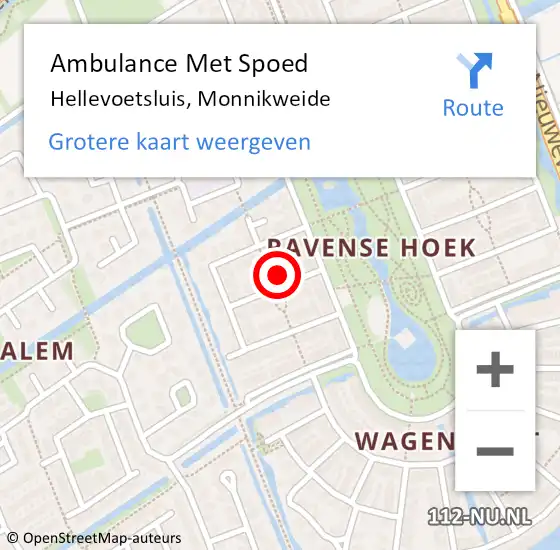 Locatie op kaart van de 112 melding: Ambulance Met Spoed Naar Hellevoetsluis, Monnikweide op 9 april 2024 07:38