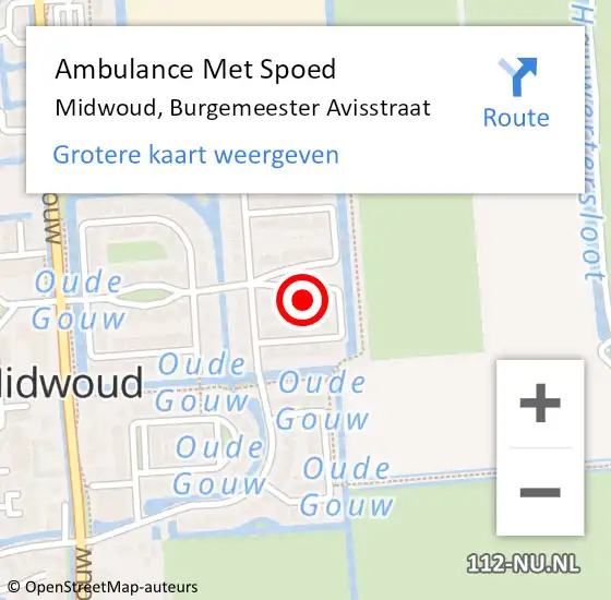 Locatie op kaart van de 112 melding: Ambulance Met Spoed Naar Midwoud, Burgemeester Avisstraat op 9 april 2024 07:39