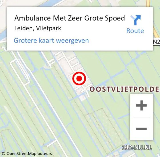 Locatie op kaart van de 112 melding: Ambulance Met Zeer Grote Spoed Naar Leiden, Vlietpark op 9 april 2024 07:43