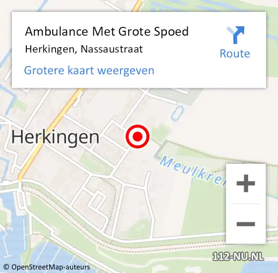 Locatie op kaart van de 112 melding: Ambulance Met Grote Spoed Naar Herkingen, Nassaustraat op 16 oktober 2013 11:03