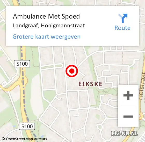 Locatie op kaart van de 112 melding: Ambulance Met Spoed Naar Landgraaf, Honigmannstraat op 1 oktober 2014 20:37