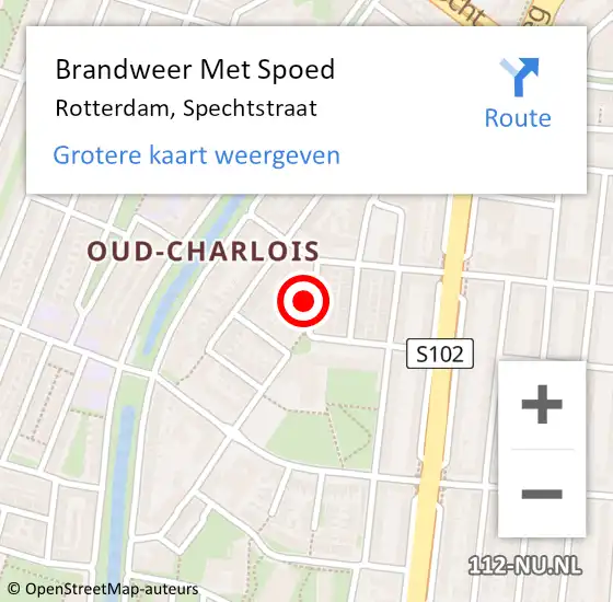 Locatie op kaart van de 112 melding: Brandweer Met Spoed Naar Rotterdam, Spechtstraat op 9 april 2024 09:31