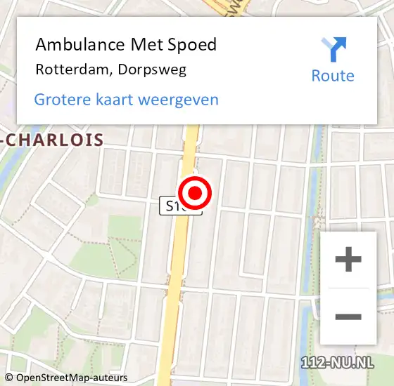 Locatie op kaart van de 112 melding: Ambulance Met Spoed Naar Rotterdam, Dorpsweg op 9 april 2024 09:57