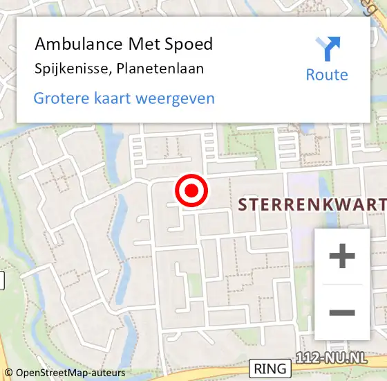 Locatie op kaart van de 112 melding: Ambulance Met Spoed Naar Spijkenisse, Planetenlaan op 9 april 2024 10:07