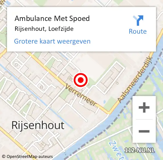 Locatie op kaart van de 112 melding: Ambulance Met Spoed Naar Rijsenhout, Loefzijde op 9 april 2024 10:19