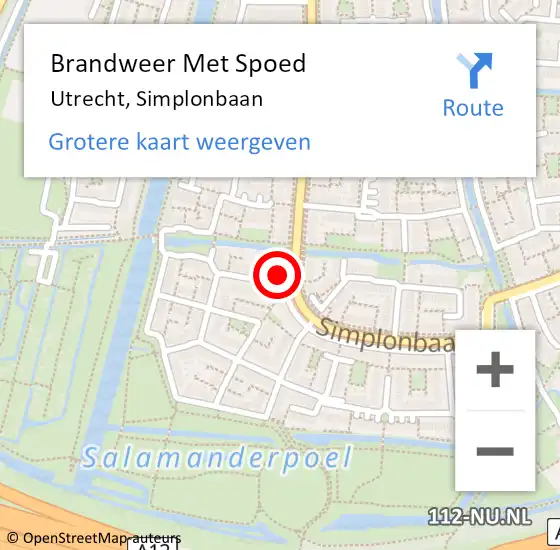 Locatie op kaart van de 112 melding: Brandweer Met Spoed Naar Utrecht, Simplonbaan op 9 april 2024 10:22