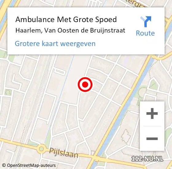 Locatie op kaart van de 112 melding: Ambulance Met Grote Spoed Naar Haarlem, Van Oosten de Bruijnstraat op 9 april 2024 10:26