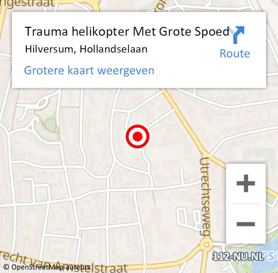 Locatie op kaart van de 112 melding: Trauma helikopter Met Grote Spoed Naar Hilversum, Hollandselaan op 9 april 2024 10:34