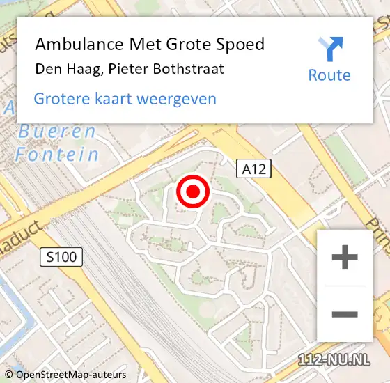 Locatie op kaart van de 112 melding: Ambulance Met Grote Spoed Naar Den Haag, Pieter Bothstraat op 9 april 2024 11:00