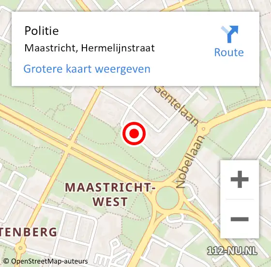 Locatie op kaart van de 112 melding: Politie Maastricht, Hermelijnstraat op 9 april 2024 11:19