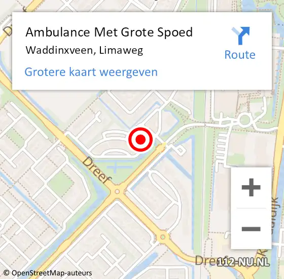 Locatie op kaart van de 112 melding: Ambulance Met Grote Spoed Naar Waddinxveen, Limaweg op 9 april 2024 11:28