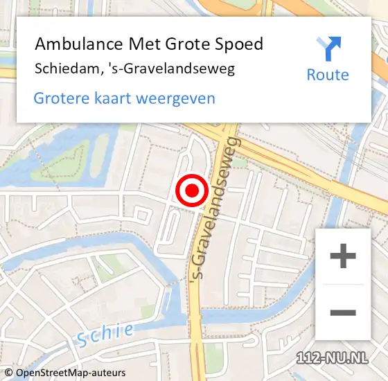Locatie op kaart van de 112 melding: Ambulance Met Grote Spoed Naar Schiedam, 's-Gravelandseweg op 9 april 2024 11:28
