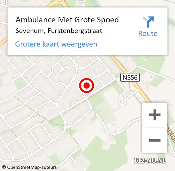 Locatie op kaart van de 112 melding: Ambulance Met Grote Spoed Naar Sevenum, Furstenbergstraat op 1 oktober 2014 21:03