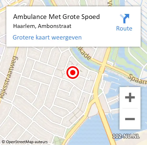 Locatie op kaart van de 112 melding: Ambulance Met Grote Spoed Naar Haarlem, Ambonstraat op 9 april 2024 11:28