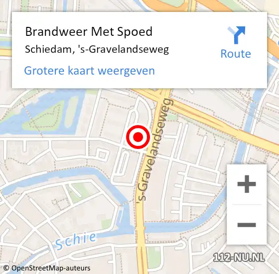 Locatie op kaart van de 112 melding: Brandweer Met Spoed Naar Schiedam, 's-Gravelandseweg op 9 april 2024 11:35