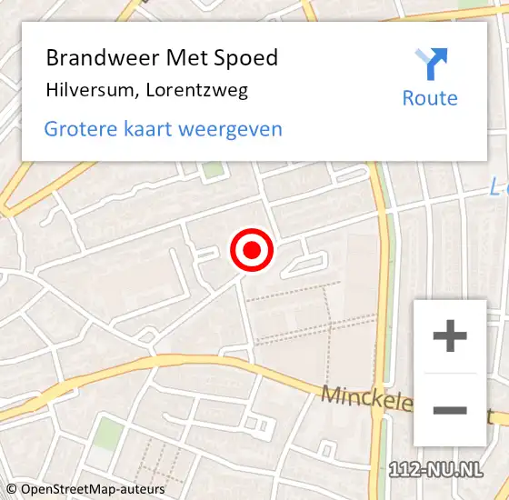 Locatie op kaart van de 112 melding: Brandweer Met Spoed Naar Hilversum, Lorentzweg op 9 april 2024 11:41