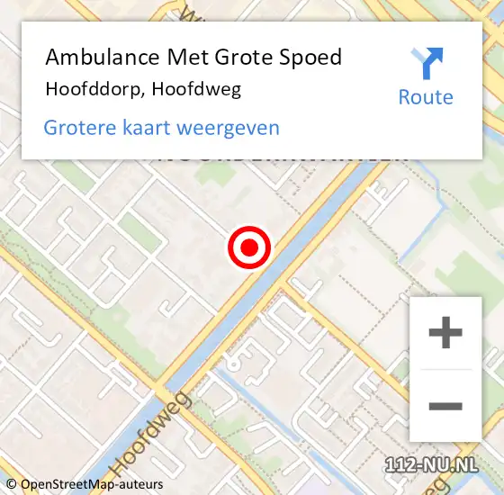 Locatie op kaart van de 112 melding: Ambulance Met Grote Spoed Naar Hoofddorp, Hoofdweg op 9 april 2024 11:49