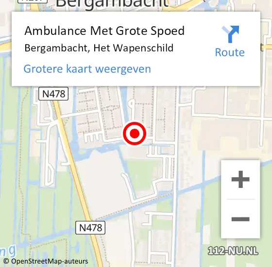 Locatie op kaart van de 112 melding: Ambulance Met Grote Spoed Naar Bergambacht, Het Wapenschild op 9 april 2024 11:50