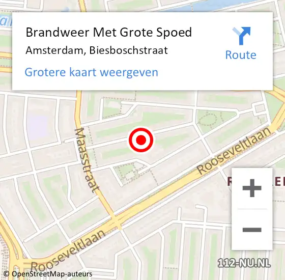 Locatie op kaart van de 112 melding: Brandweer Met Grote Spoed Naar Amsterdam, Biesboschstraat op 9 april 2024 12:21