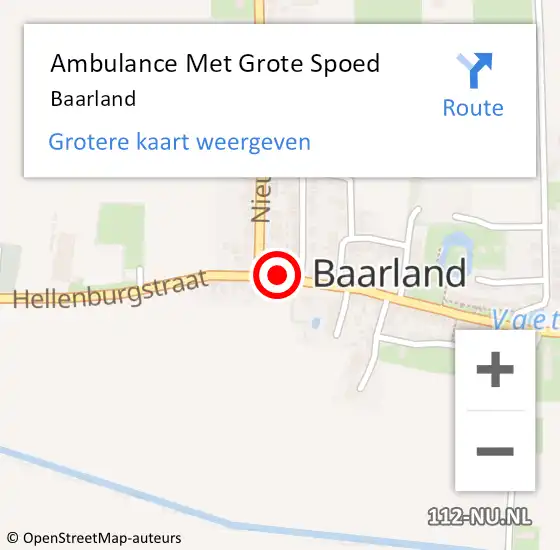 Locatie op kaart van de 112 melding: Ambulance Met Grote Spoed Naar Baarland op 9 april 2024 13:37