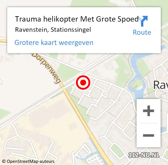Locatie op kaart van de 112 melding: Trauma helikopter Met Grote Spoed Naar Ravenstein, Stationssingel op 9 april 2024 13:44