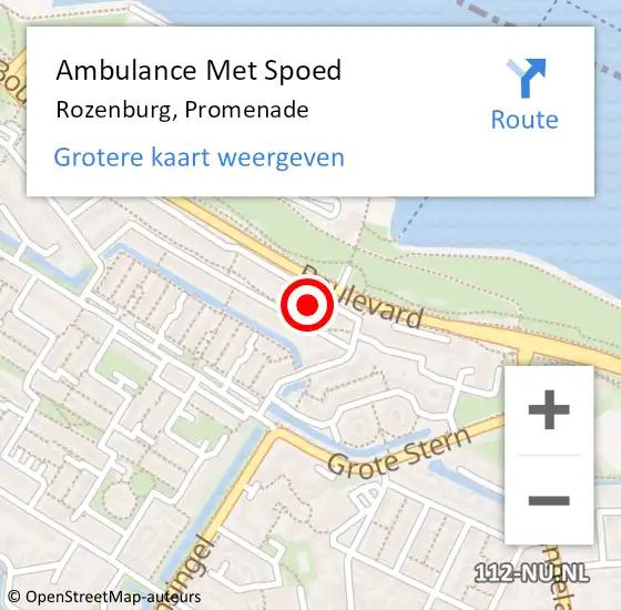 Locatie op kaart van de 112 melding: Ambulance Met Spoed Naar Rozenburg, Promenade op 9 april 2024 13:52