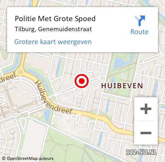 Locatie op kaart van de 112 melding: Politie Met Grote Spoed Naar Tilburg, Genemuidenstraat op 9 april 2024 14:16