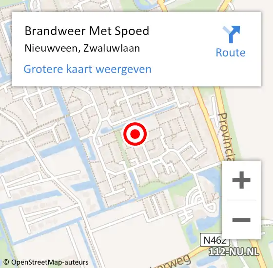 Locatie op kaart van de 112 melding: Brandweer Met Spoed Naar Nieuwveen, Zwaluwlaan op 9 april 2024 14:54