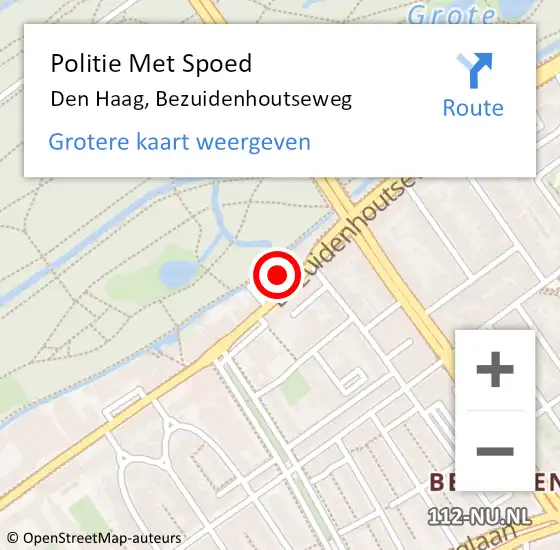 Locatie op kaart van de 112 melding: Politie Met Spoed Naar Den Haag, Bezuidenhoutseweg op 9 april 2024 14:56